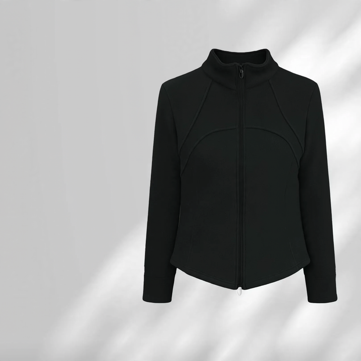 Padded lambskin sports jacket with stand-up collar