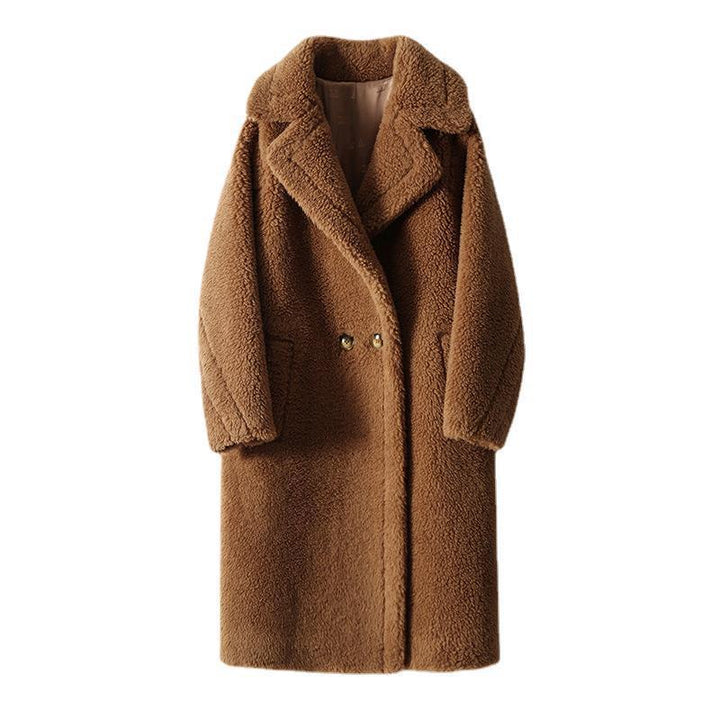 High-quality women's coat made of virgin wool and camel hair