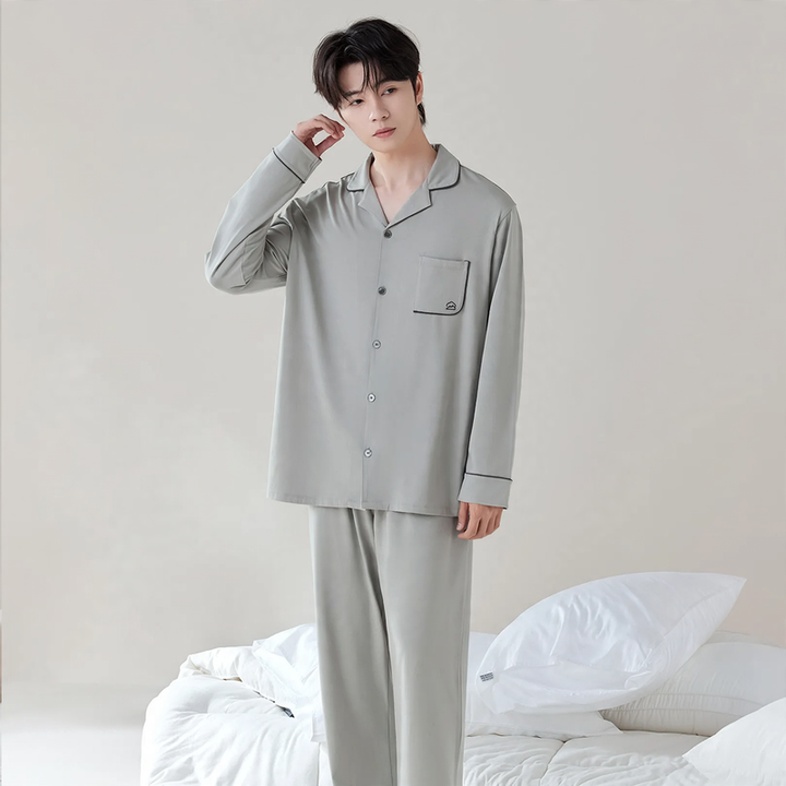 Lyocell-Cotton-Pajamas, Unisex, V-Neck