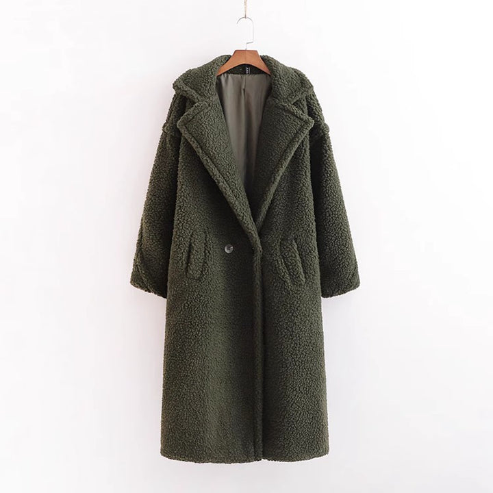 Women’s Teddy Coat, mid-length, with large lapels