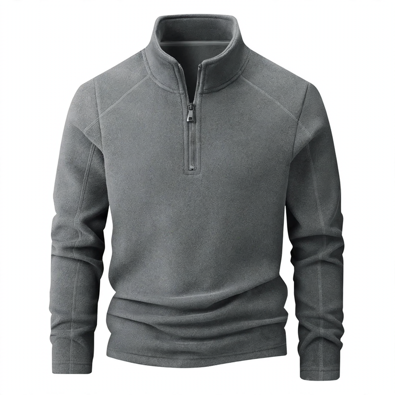 Fleece sweatshirt with stand-up collar and zipper