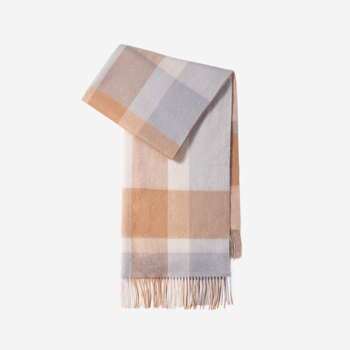 Large wool scarf, 200x70cm, checked