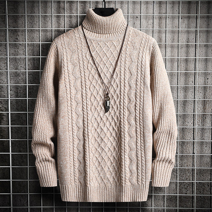 Men's sweater, turtleneck, diamond pattern, slim