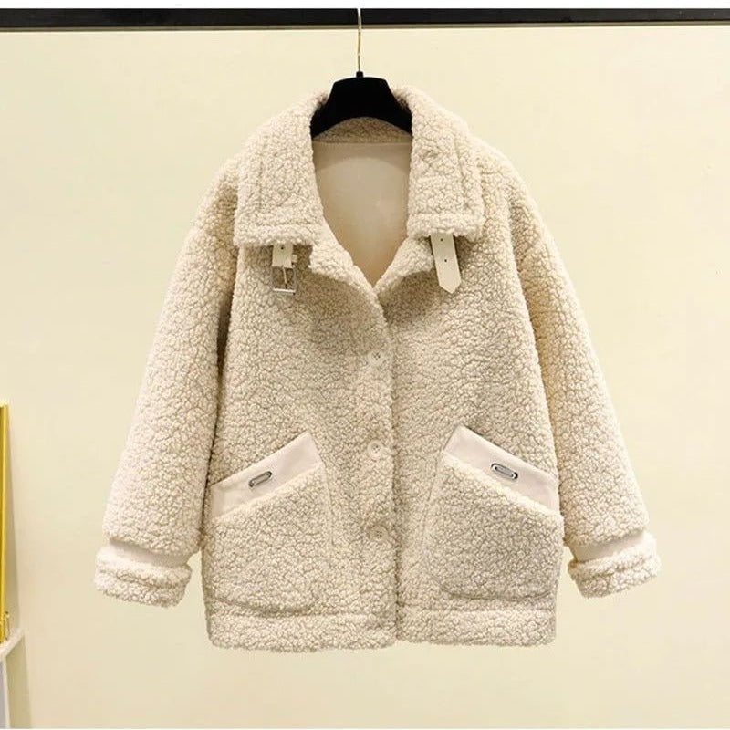 Lamb fleece imitation jacket for women, autumn and winter