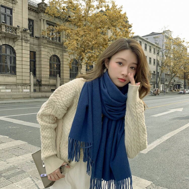Solid color scarf in cashmere look, 70x200 cm