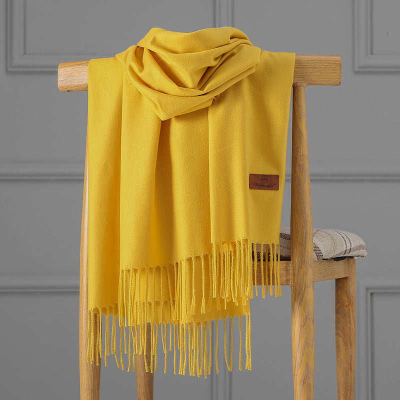 Cashmere scarf with fringes, 70x200 cm, thickened