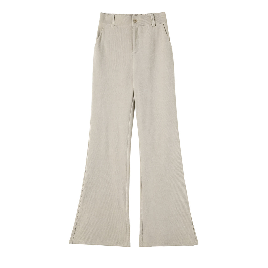 Chenille-flared trousers for women