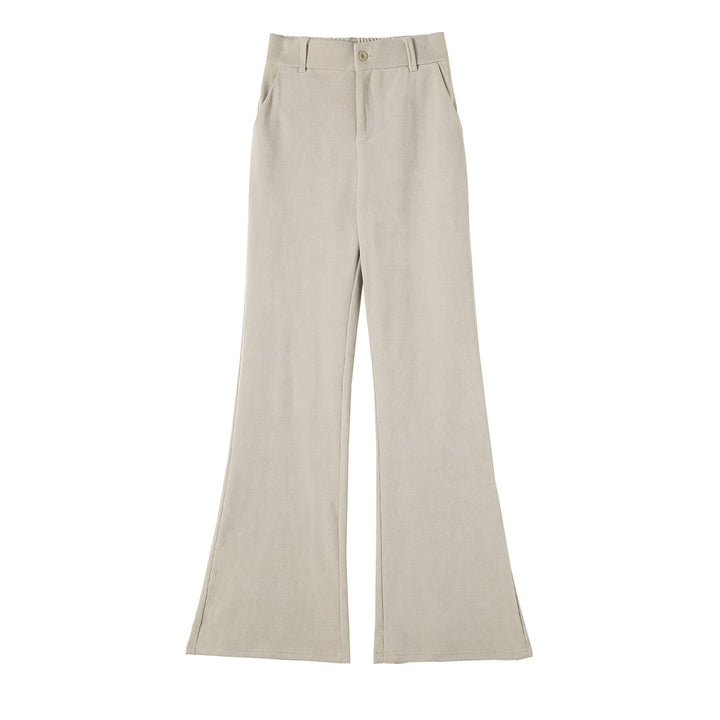 Chenille-flared trousers for women