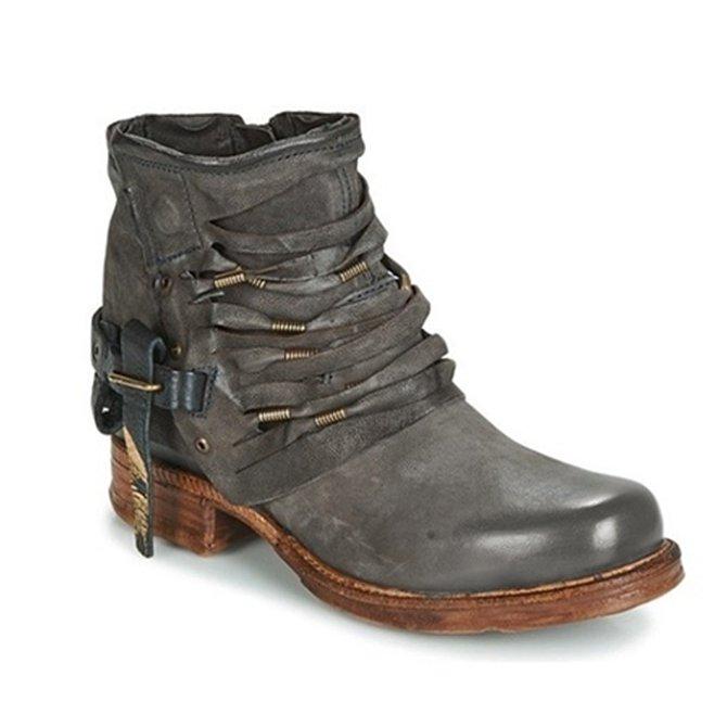 Mune | Retro Ankle Boots with Block Heel and Zipper