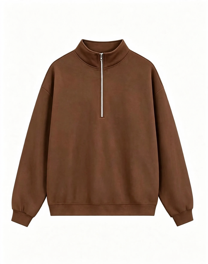 Unisex pullover with zipper and letter print