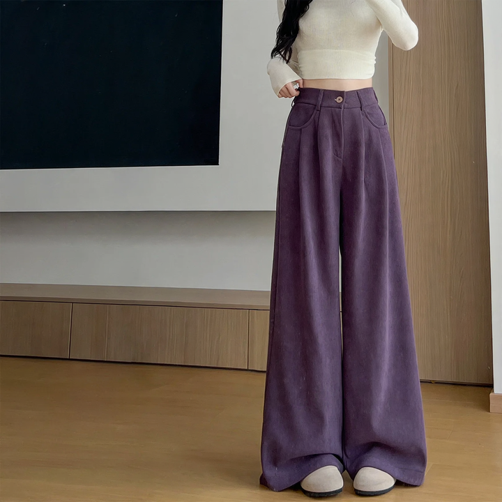Women's corduroy suit pants with wide leg