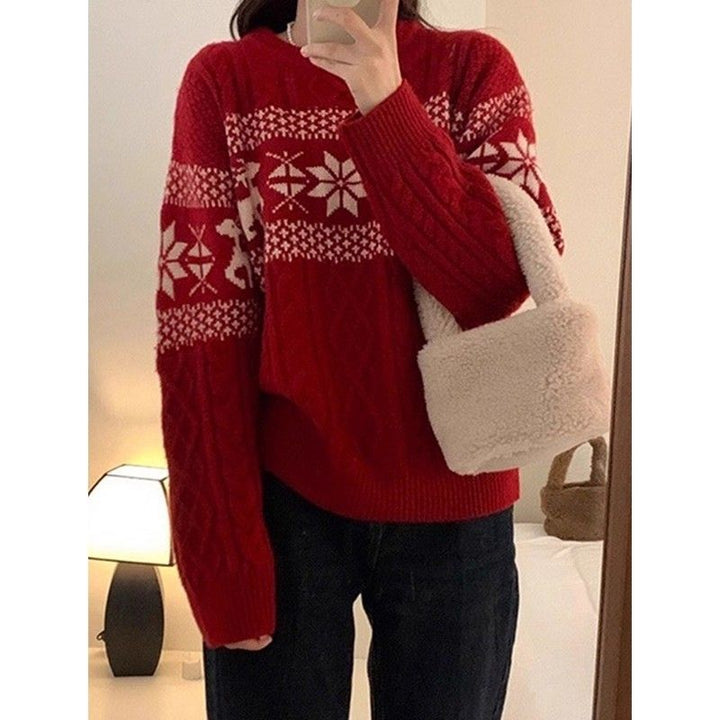 Christmas knit sweater with Fair Isle pattern