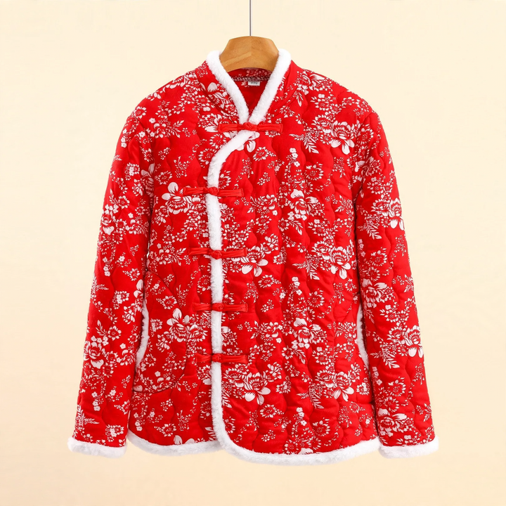 Padded women's quilted jacket in Chinese style with toggle buttons