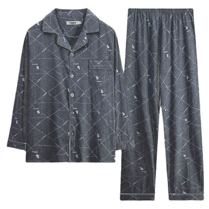 Men's cotton pajamas with checkered pattern
