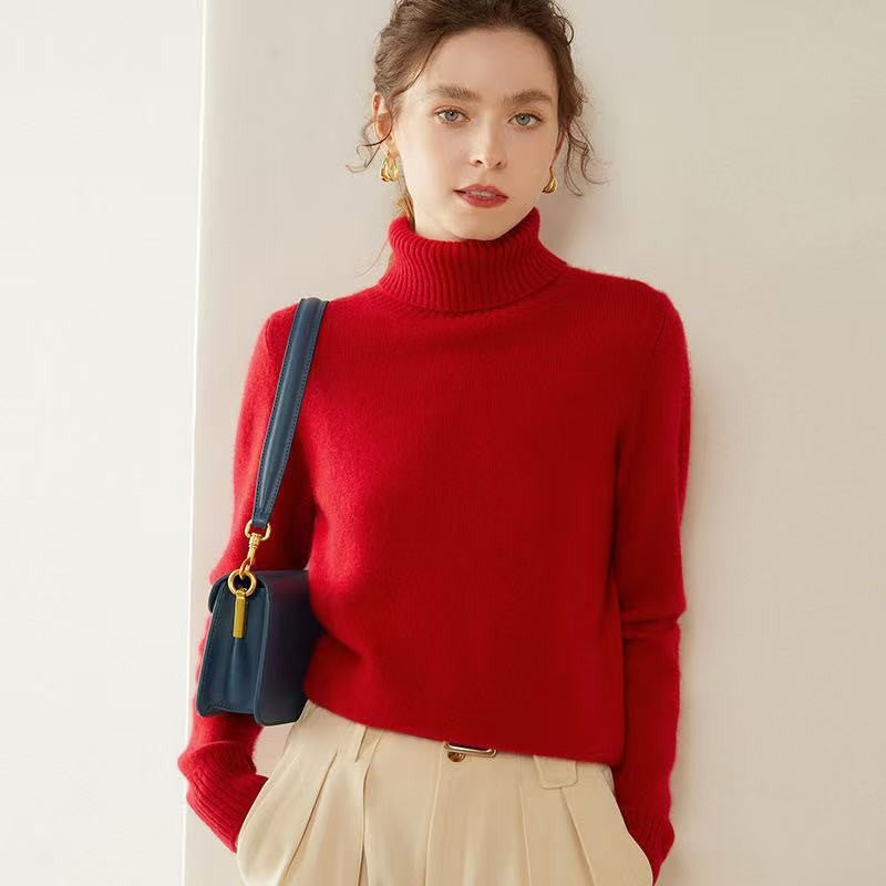 Women Cashmere Sweater with Roll Neck