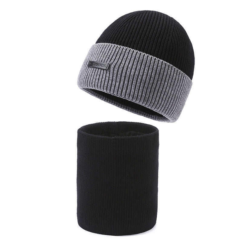 Warm set of knitted hat and neck warmer
