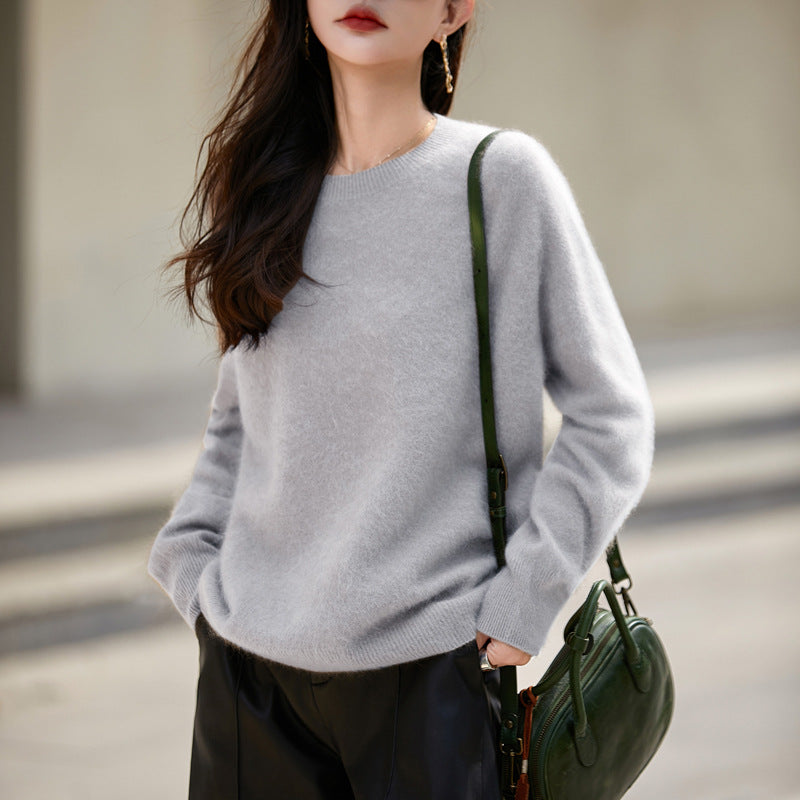 Women V-neck Pullover, soft, brushed, knit