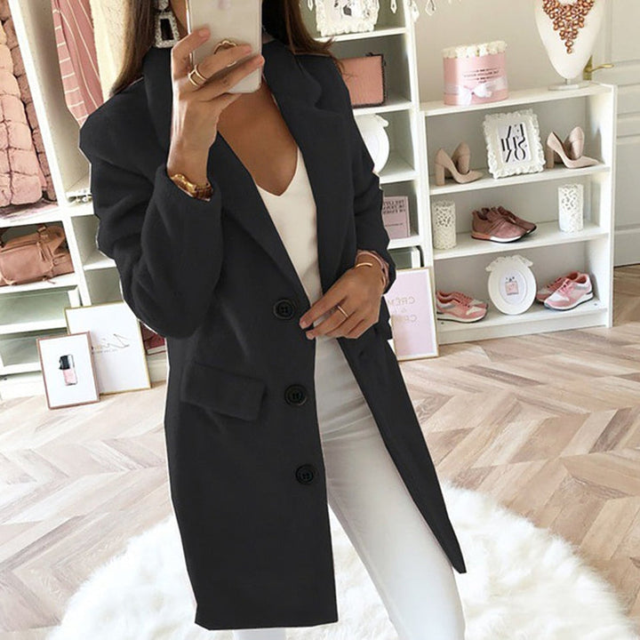 Mune | Women’S Double-Breasted Wool Coat with Lapel Collar
