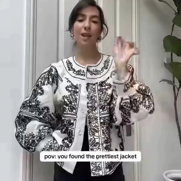 Mune | Floral Embroidery Lantern Sleeve Boho Jacket