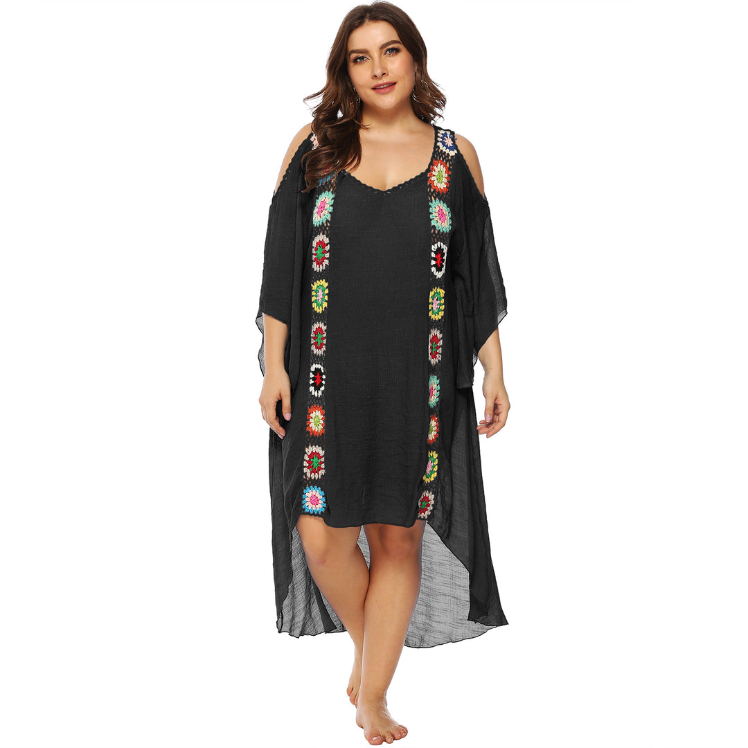 Women with floral embroidery beach cover-up Mune Fashion