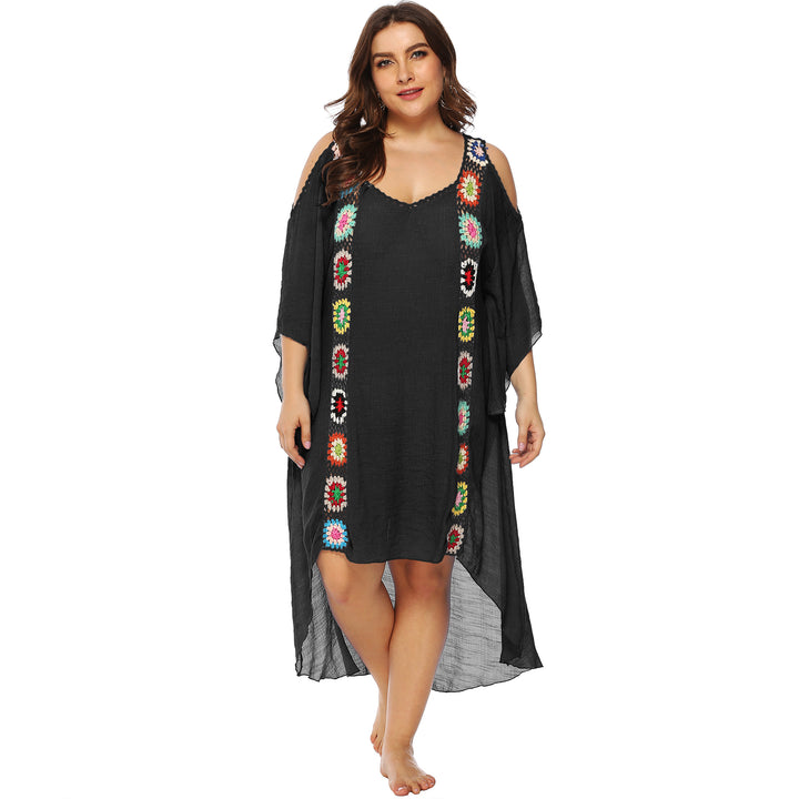 Women with floral embroidery beach cover-up Mune Fashion