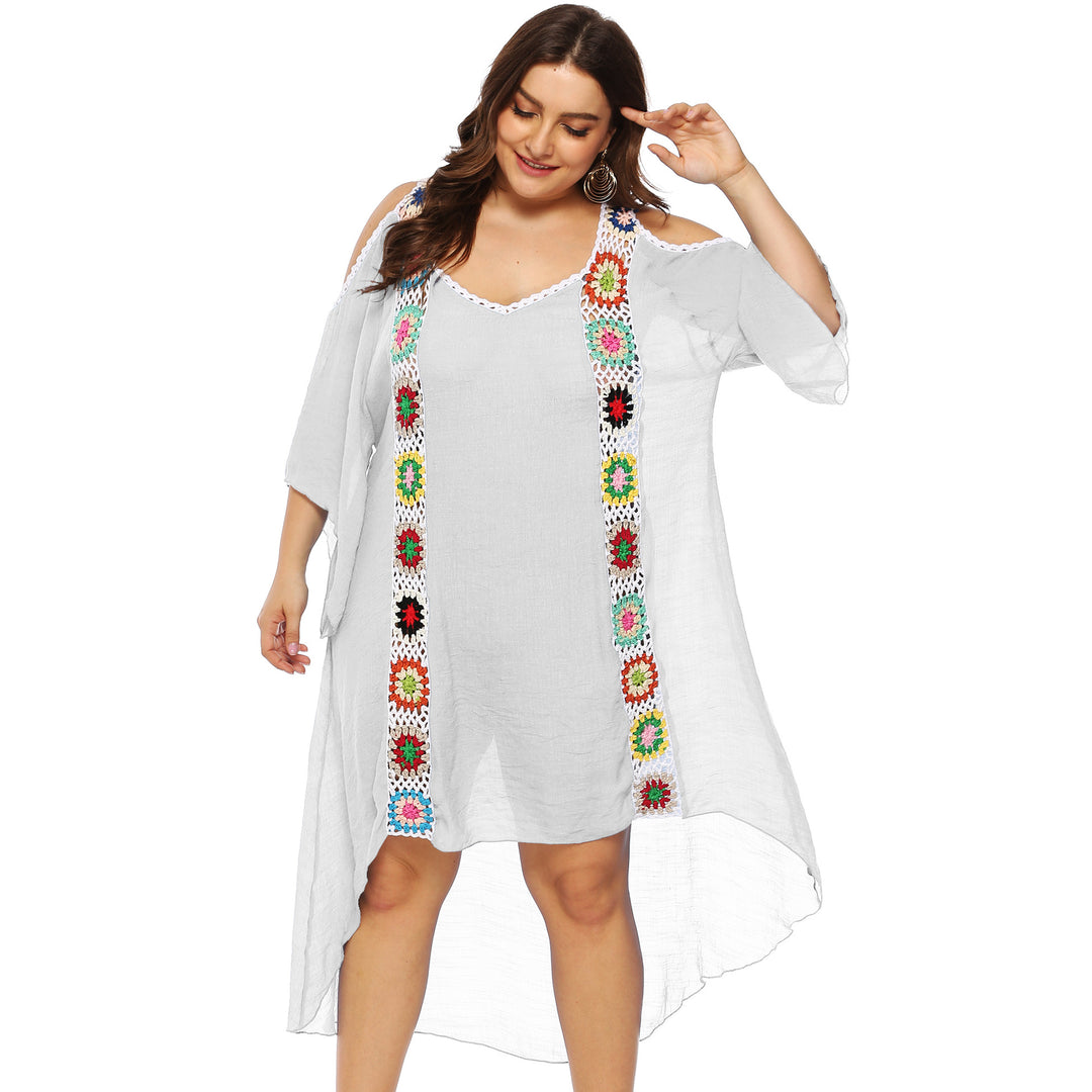 Women with floral embroidery beach cover-up Mune Fashion