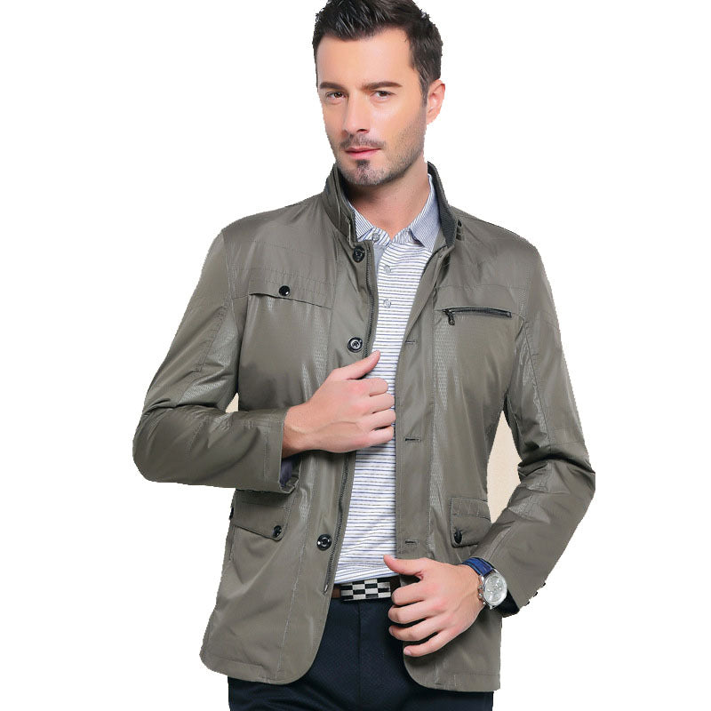 Men's Lightweight Field Jacket in City Utility Style with Stand-Up Collar Mune Fashion