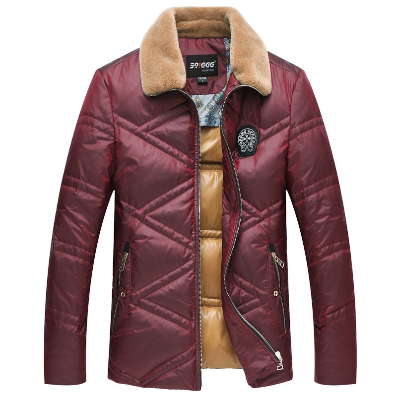 Men's Quilted Short Jacket with Teddy Collar and Crest Application Mune Fashion