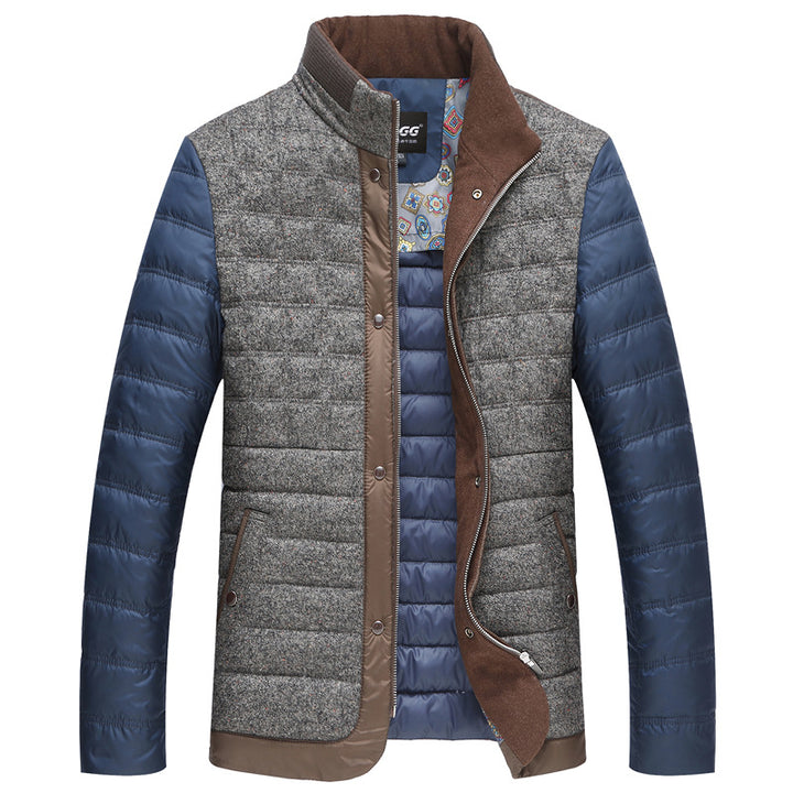 Men's Quilted Short Jacket with Teddy Collar and Crest Application Mune Fashion