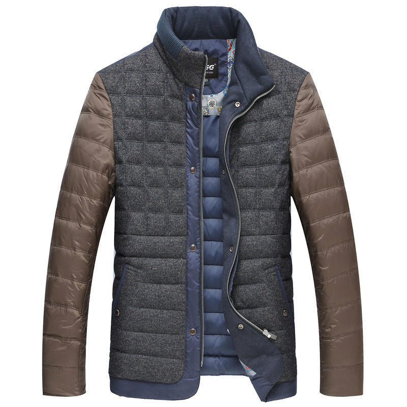 Men's Quilted Short Jacket with Teddy Collar and Crest Application Mune Fashion
