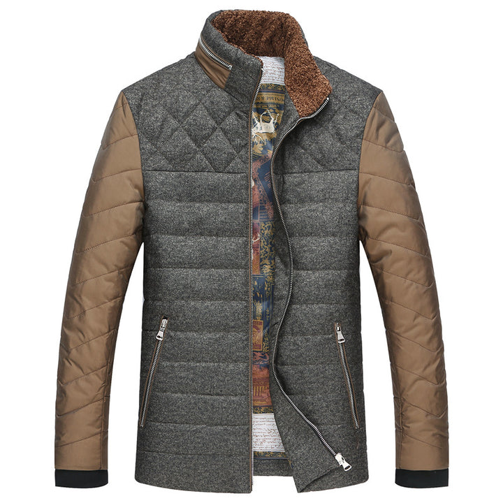 Men's Quilted Short Jacket with Teddy Collar and Crest Application Mune Fashion