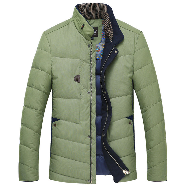 Men's Quilted Short Jacket with Teddy Collar and Crest Application Mune Fashion