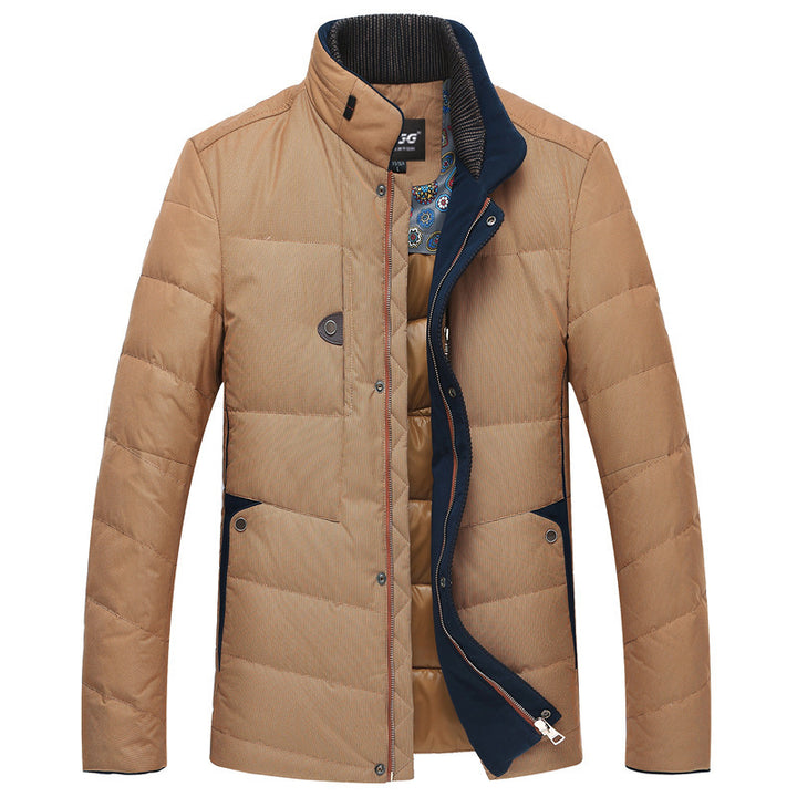 Men's Quilted Short Jacket with Teddy Collar and Crest Application Mune Fashion