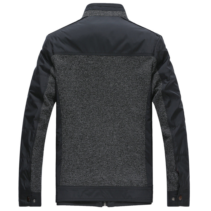 Men's hybrid transitional jacket with quilted front panel, stand-up collar and concealed zipper Mune Fashion