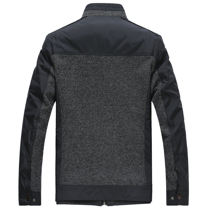 Men's hybrid transitional jacket with quilted front panel, stand-up collar and concealed zipper Mune Fashion