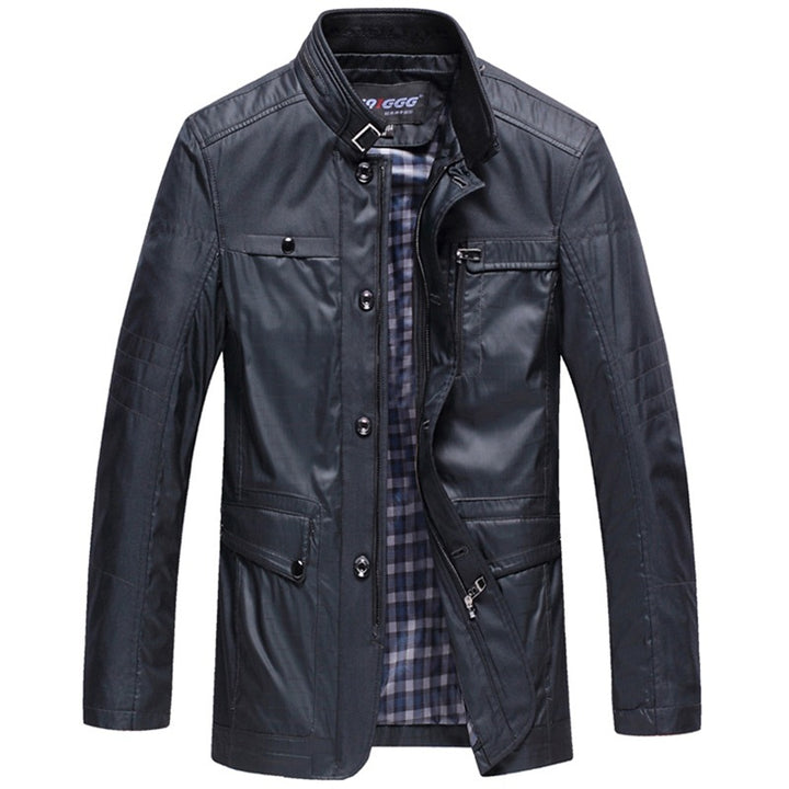 Men's lightweight travel utility jacket with quilted sleeves, concealed zipper, and checked lining Mune Fashion