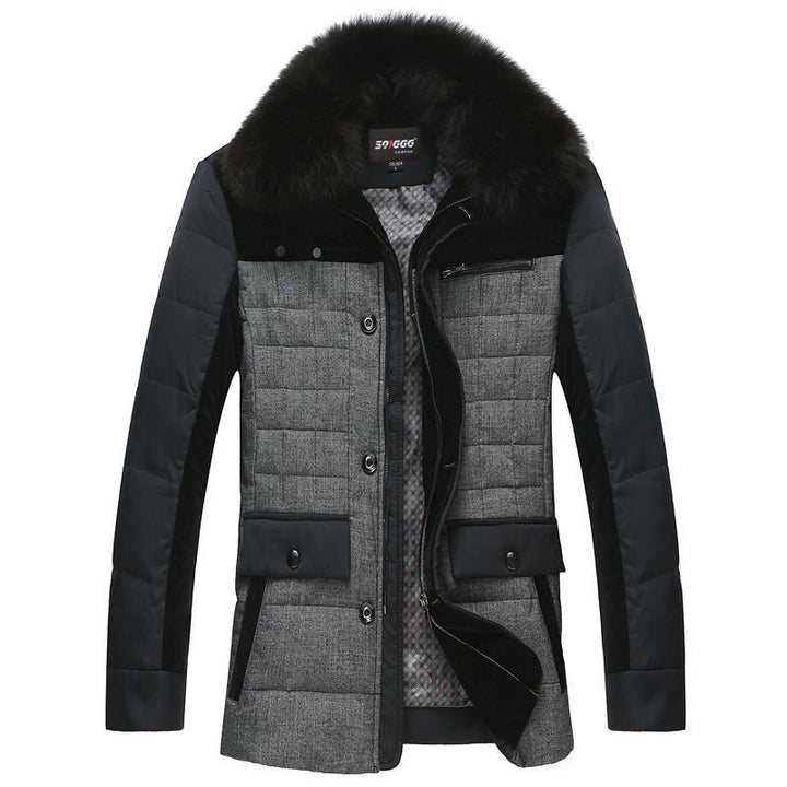 Men's Quilted Short Jacket with Teddy Collar and Crest Application Mune Fashion