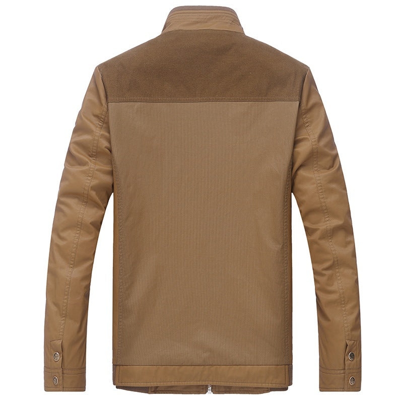 Men's Lightweight Transition Jacket with Stand-Up Collar and Patterned Satin Lining Mune Fashion