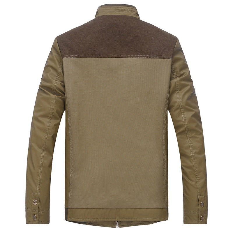 Men's Lightweight Transition Jacket with Stand-Up Collar and Patterned Satin Lining Mune Fashion