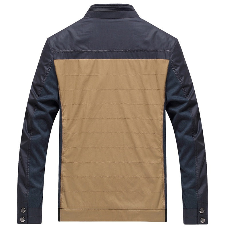 Men's lightweight quilted transitional jacket with contrast sleeves and stand-up collar Mune Fashion