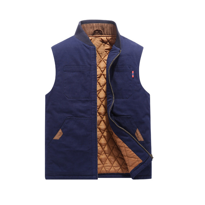 Men's quilted canvas utility vest with stand-up collar and thermal insulation Mune Fashion