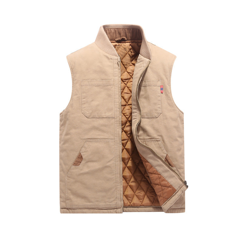 Men's Robust Padded Canvas Work Vest with Diamond-Quilted Lining and Chest Pockets Mune Fashion