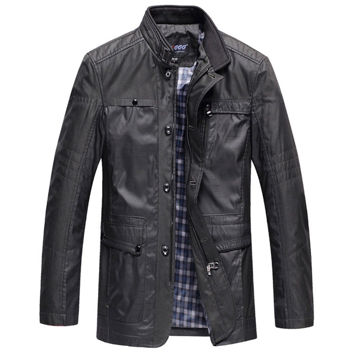 Men's lightweight travel utility jacket with quilted sleeves, concealed zipper, and checked lining Mune Fashion