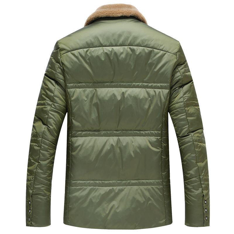 Men's Quilted Short Jacket with Teddy Collar and Crest Application Mune Fashion