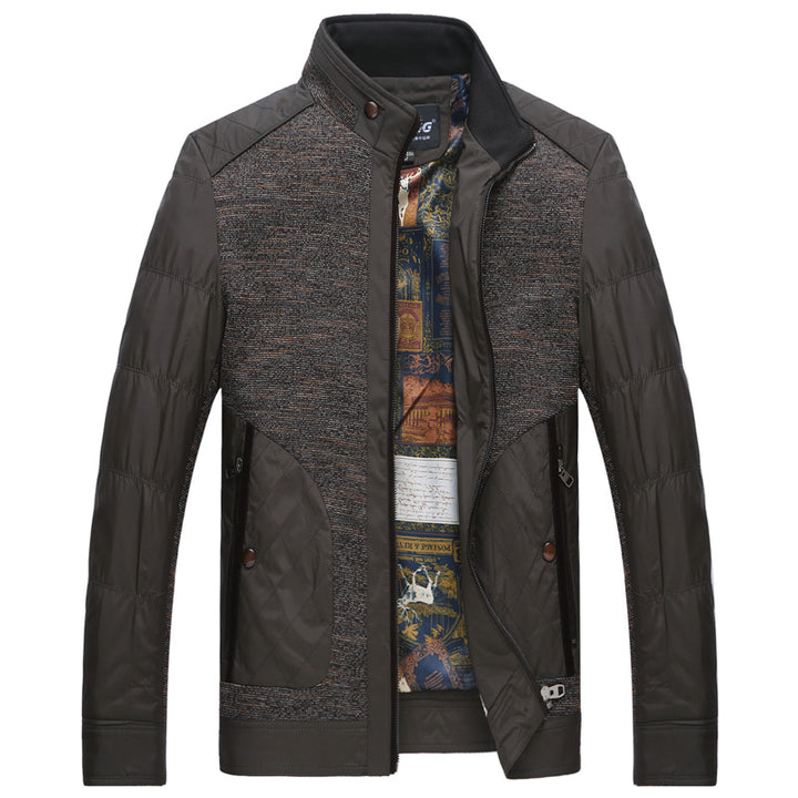 Men's hybrid transitional jacket with quilted front panel, stand-up collar and concealed zipper Mune Fashion
