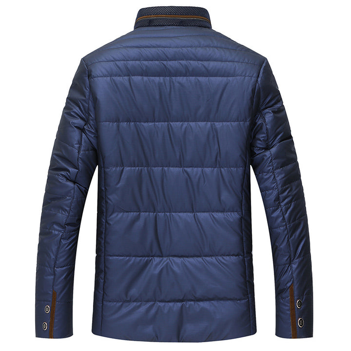 Men's quilted thermo quilted jacket with faux leather shoulder yoke and teddy collar Mune Fashion