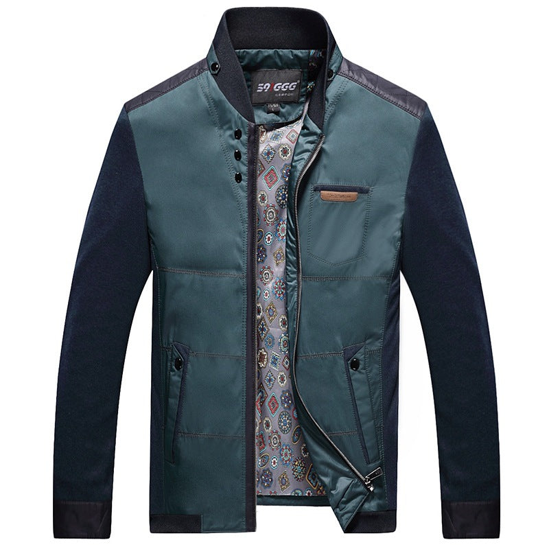 Men's transitional jacket with stand-up collar and patterned lining Mune Fashion