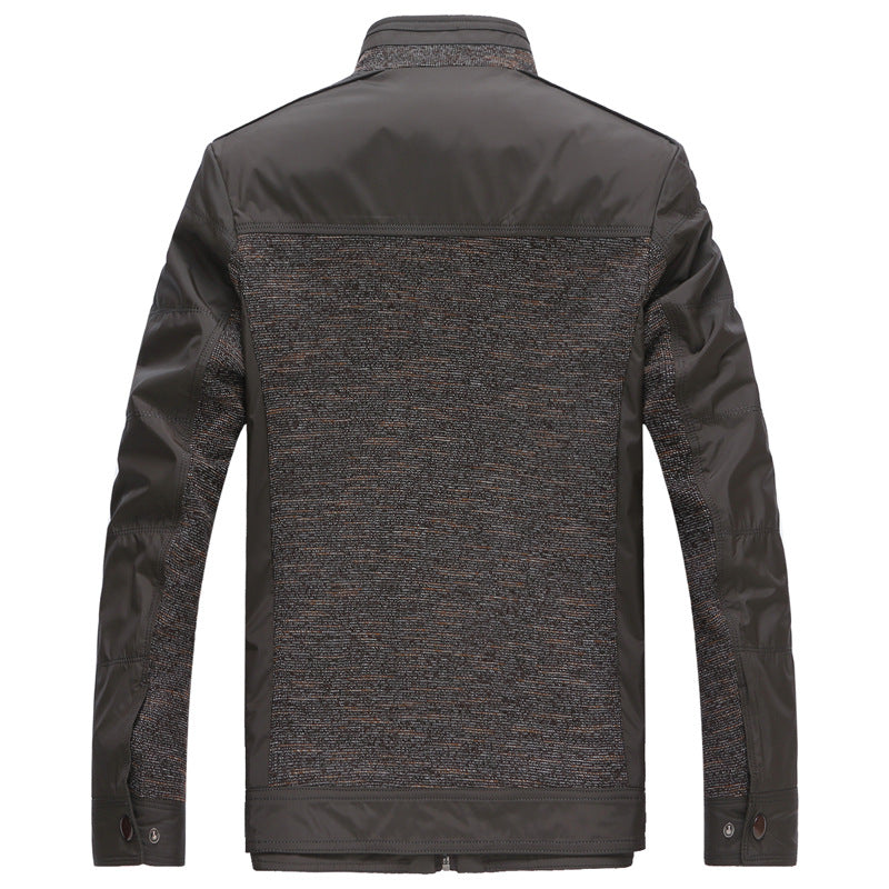 Men's hybrid transitional jacket with quilted front panel, stand-up collar and concealed zipper Mune Fashion