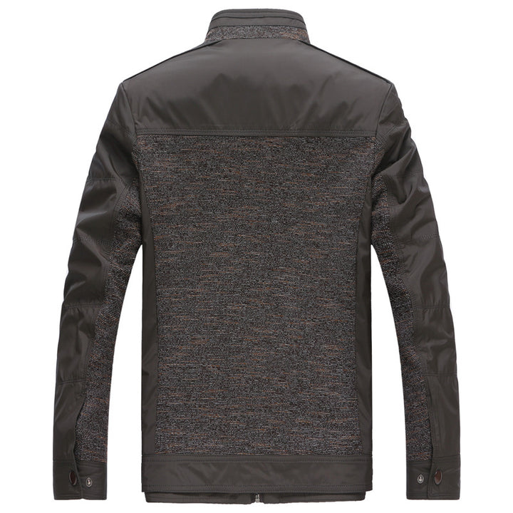 Men's hybrid transitional jacket with quilted front panel, stand-up collar and concealed zipper Mune Fashion