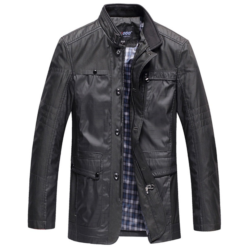 Men's lightweight travel utility jacket with quilted sleeves, concealed zipper, and checked lining Mune Fashion